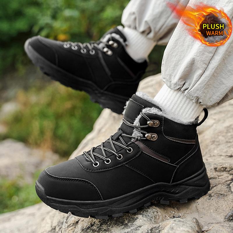 Men's Winter Snow Boots Warm Plush Casual Hiking Shoes Mountain Boots Keep Warm Casual Men's Footwear