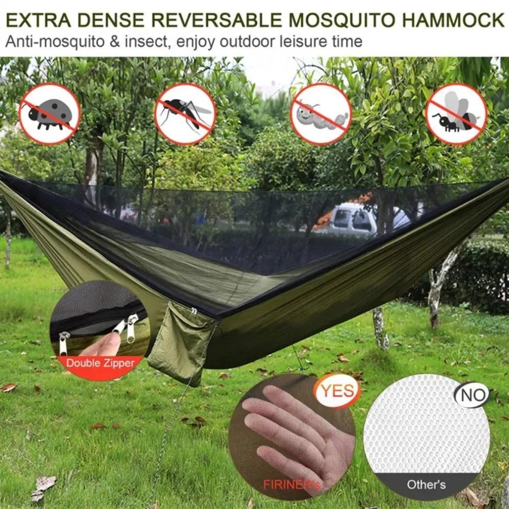 Outdoor Camping Hammock With Mosquito Net Lightweight Hanging Hammocks High Strength Parachute Fabric Hanging Bed Net