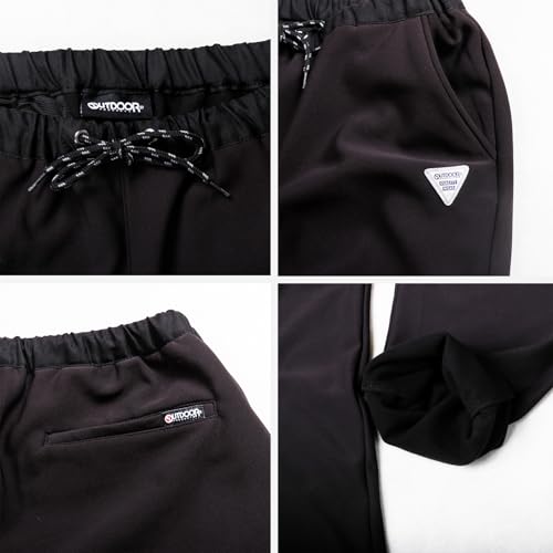 Outdoor Products Men's Warm Fleece-Lined Multi-Stretch Easy Pants, Size L, 65cm Inseam, Black