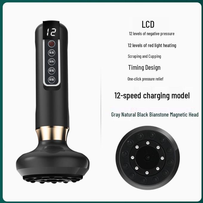 Smart Electric Guasha Cupping Device with Negative Pressure, Large Suction, and Bianstone Hot Compress