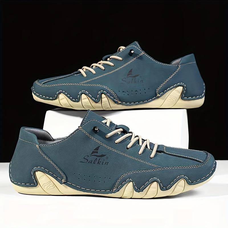 MĂRIME PLUS Pantofi ocazionali pentru bărbați, la modă, cu piele PU, pantofi comozi cu șireturi, ușori, respirabili, pentru plimbări cauzale în aer liber pentru bărbați