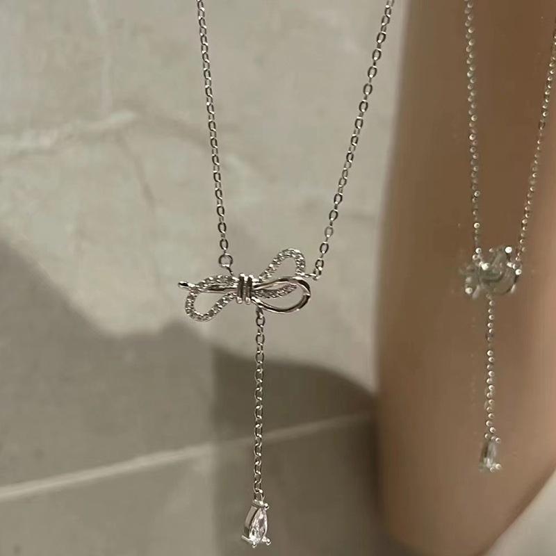Korean Style Butterfly Bow Sweater Chain With Unique Asymmetrical Design Ideal Gift For Girlfriend
