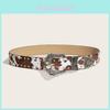 Womens Leopard Print Leather Belt With Square Rivet Buckle For Retro Style Fashion Accessory