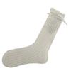 Student Elegant Hollowed Out Lace Ruffle Frilly Socks Women Japanese Style Middle Tube Calf Socks with Ribbon Bowknot