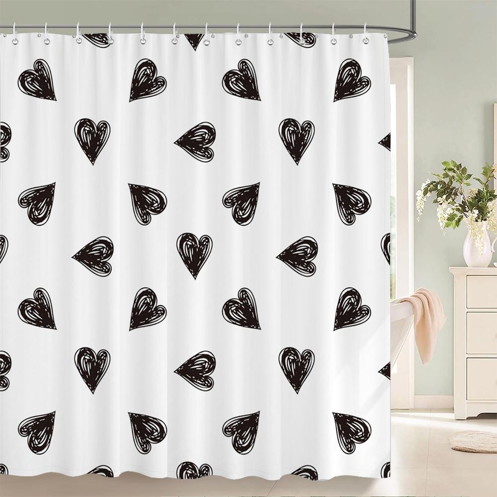 Black And White Modern Simple Shower Curtain Home Bathroom Decoration Printing Polyester Fabric Bath Curtains With Hooks