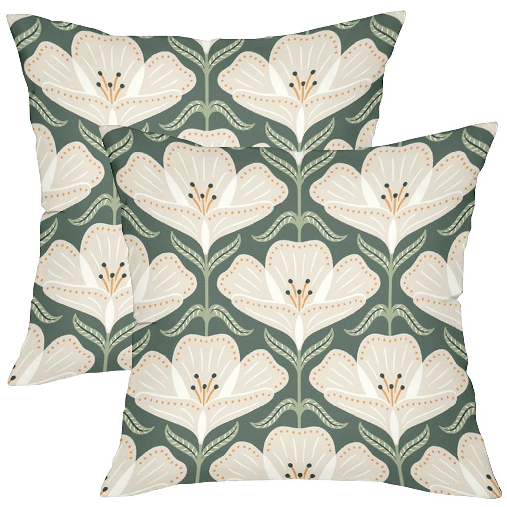 1 Pieces Floral Pattern Green Back Cushion Pillow Set Polyester Pillowcase, Sofa Decorative Cushion Cov Headboard Pillow