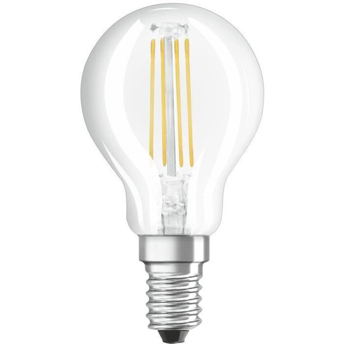 OSRAM Ampoule LED Sphérique clair filament variable 6,5W=60 E14 chaud