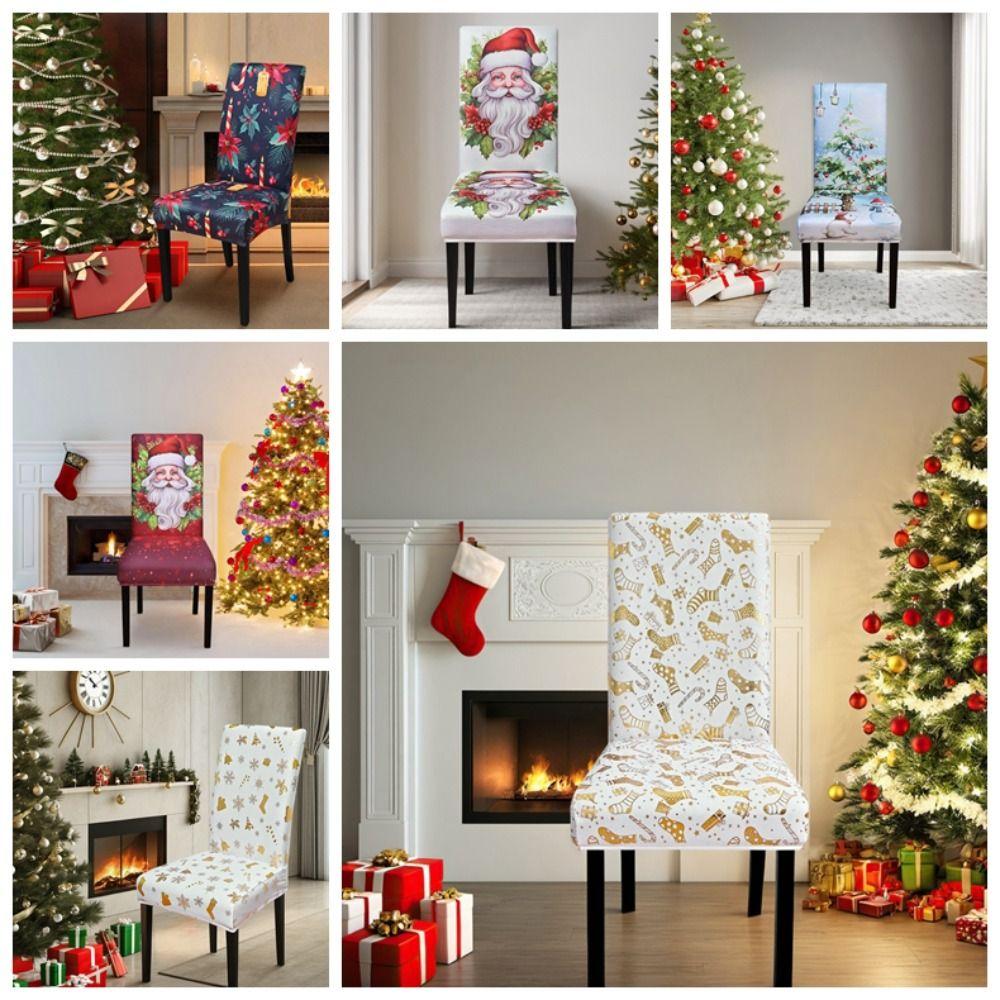 Cartoon Christmas Chair Cover Seat Protector Wear for Chairs Dinner Chair Seat Cover  Party Decor