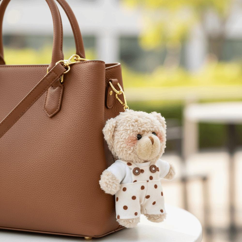 Kawaii Cute Cartoon Little Bear Keychain Soft Stuffed Wear Clothes Bear Little Bear 12cm Creative Keychain Couple