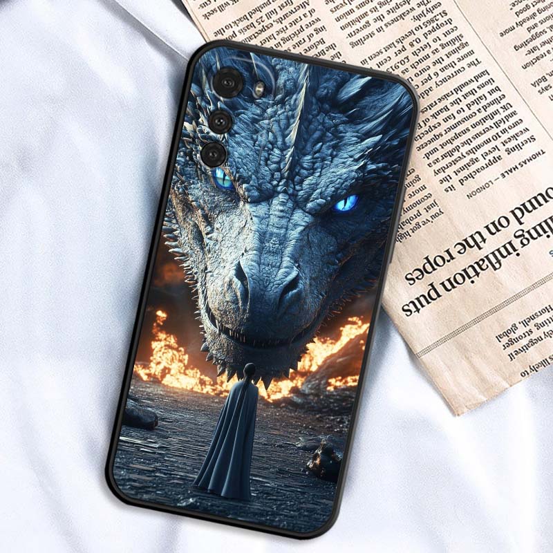 Fashion Dragon Illustration Phone Case For Motorola G85 Edge 50 G24 G35 G14 G04 40 G72 G34 G G54 G13 G32 5G Black
