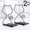 Minimalist Iron Bookends Set - 4-Piece Desktop Book Holder for Students