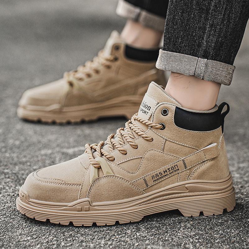 

Мужские уличные кроссовки KhakI в стиле ретро, черные высокие походные ботинки, зимние ботильоны, большие размеры EU: 47 хаки