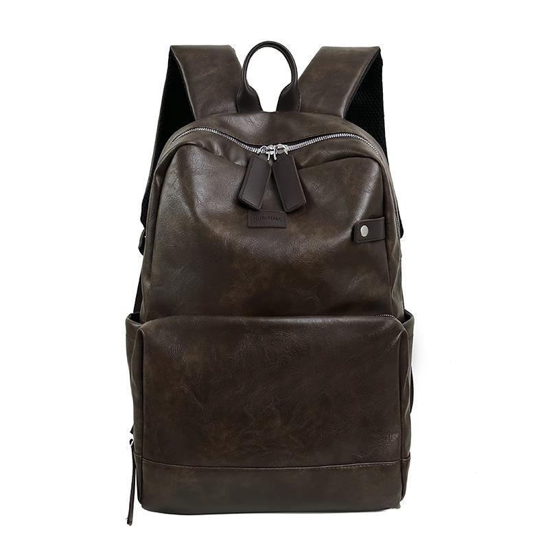Schoolbag new Korean version PU leather backpack men's trend casual large-capacity computer bag, female student travel backpack schoolbag