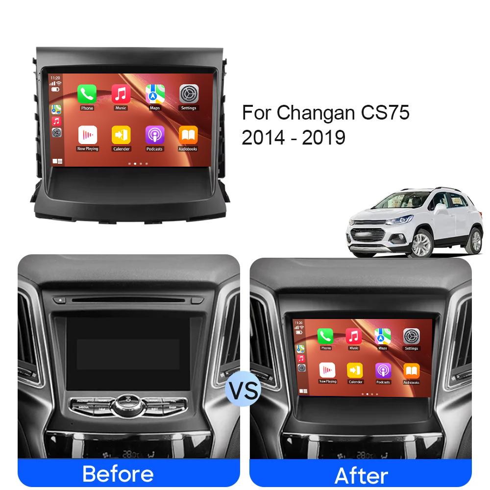 4G-fähiges Autoradio mit Android Auto, GPS-Navigation, Multimedia-Funktionen, 5G-WLAN, CarPlay und 2-DIN-DVD-Player für Changan CS75 (2014–2019).