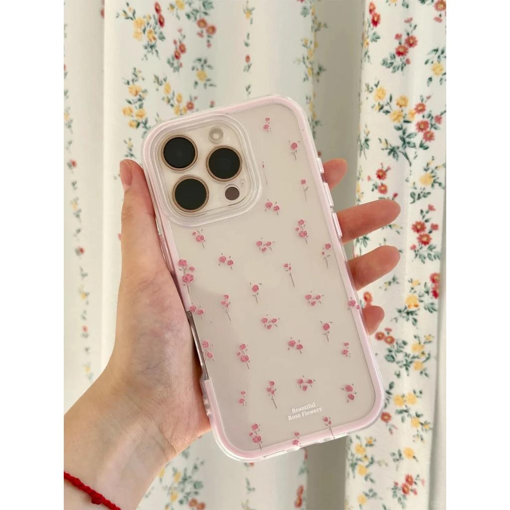 Beautiful Pink Roses Are Suitable for iPhone16/17Pro Mobile Phone Case 15 2-in-1 Colorful 13 Women's 12 New 14.