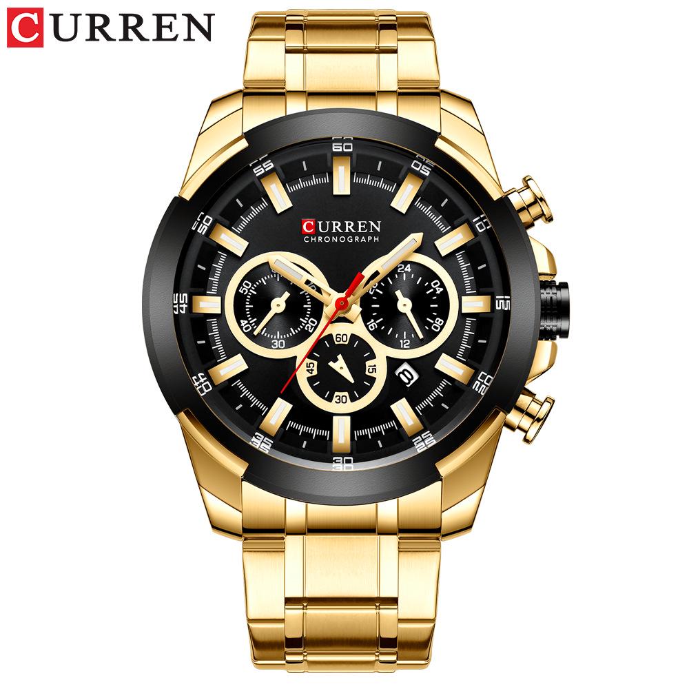 CURREN 8361 Men s Quartz Watch - Business Style, Six-Needle Design, Waterproof with Steel Band, Calendar Feature.