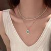 Turquoise Natural Freshwater Pearl Necklace Women's Double Layer Stacked Wear Niche Temperament Versatile Premium Design Clavicle Chain
