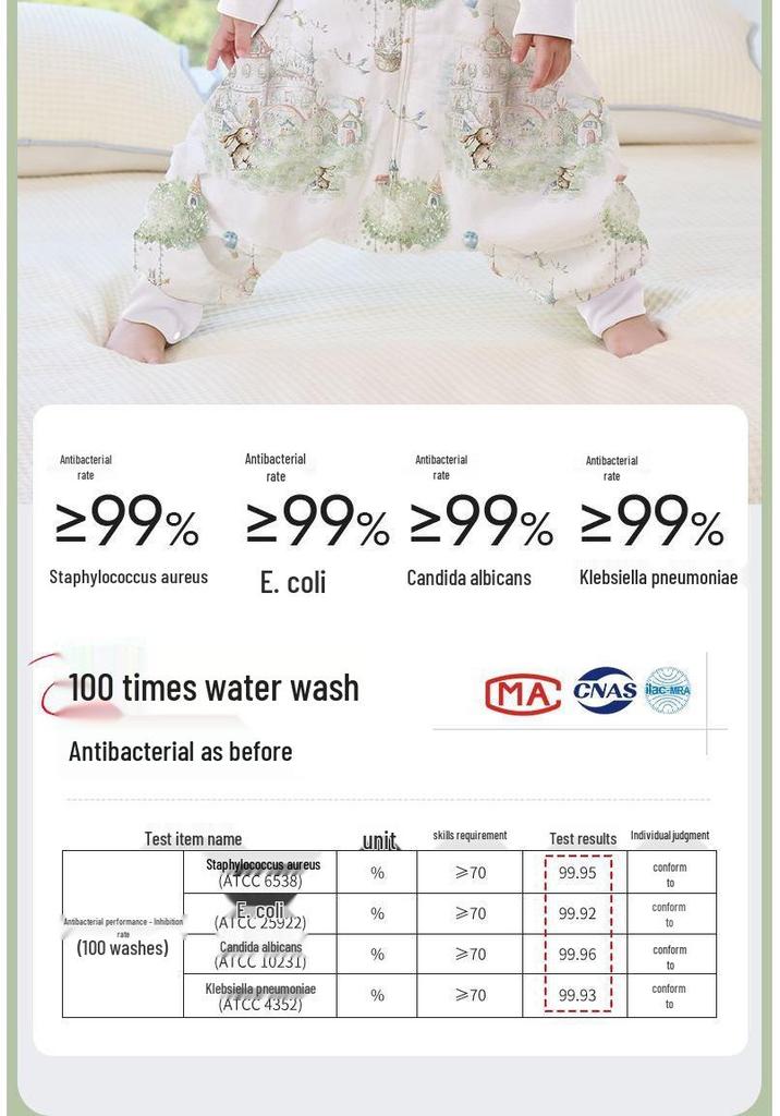 Bamboo Cotton Baby Sleeping Bag Pajamas: Breathable, Antibacterial, Anti-Kick Design for Children