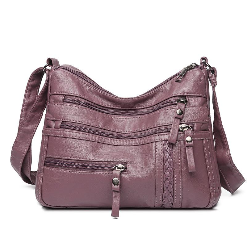 PU Zipper Casual Single Shoulder Diagonal Cross Bag