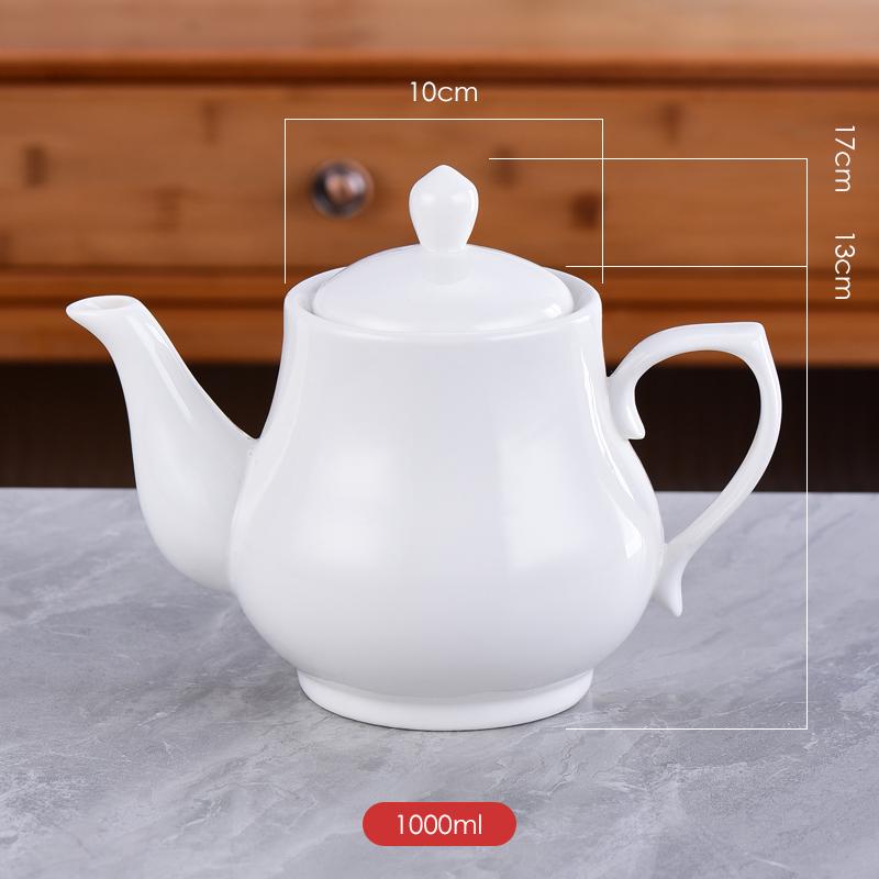 Ceramic Teapot with Built-in Filter, Available In Large & Small Sizes, Heat-Resistant, Pure White for Restaurants & Hotels.
