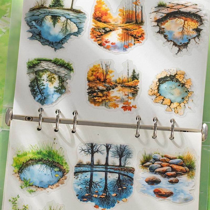 6 Sheet Water Resistant Decorative Transfers Nature Scene Sketches Crafting Journal Materials