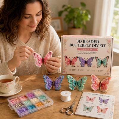 3D Perlen-Schmetterling Bastelset Kleine Perlen-Tiere DIY Handgemachtes Kunst-Set