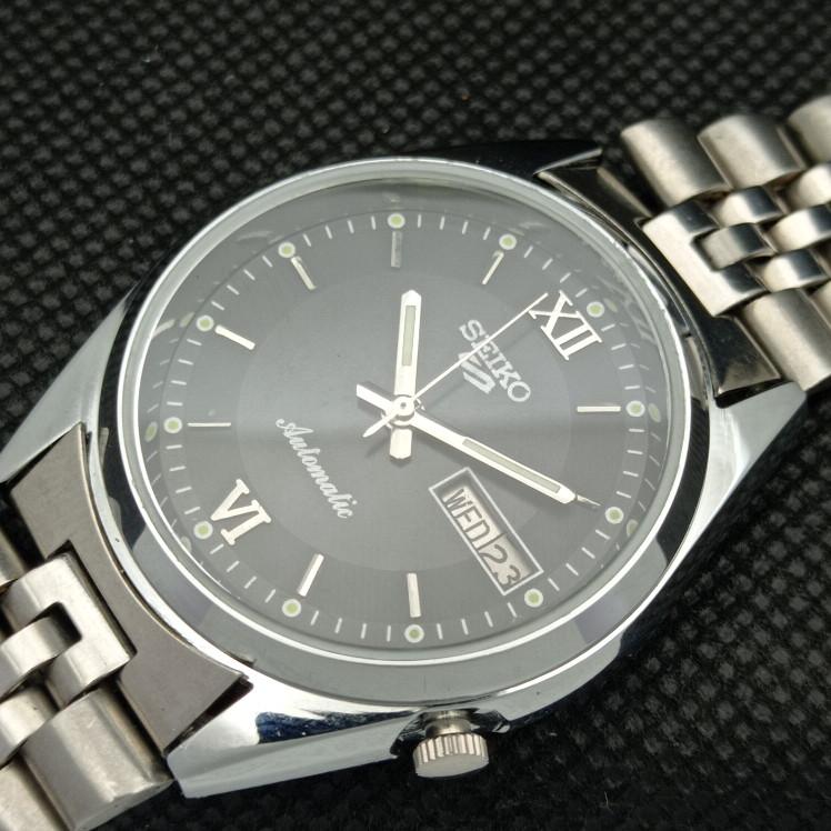 REFURBISHED VINTAGE SEIKO 5 AUTO 7009A JAPAN MENS D/D BLACK WATCH 605-a314195-2 SKU605-a314195