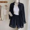 Women's Korean-Style Casual Sun Protection 3-Piece Set: Spring/Summer Cardigan, Camisole, High-Waisted Shorts