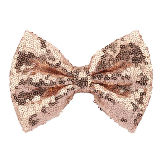 Hairpin Safety Rounded Corner Clip with Burr-Free Metal Spring Bow Shape Shiny Sequin Decoration Hairpin Children Sparkling Hair Accessory