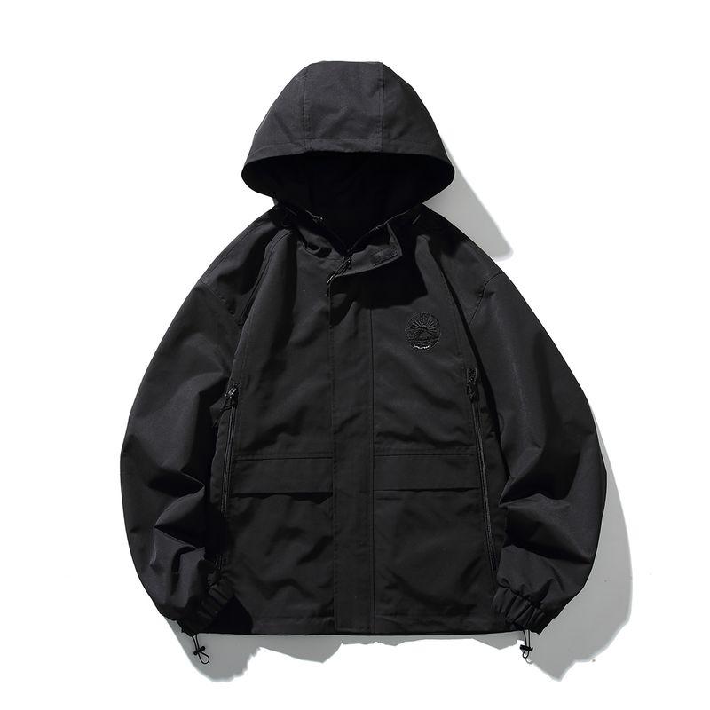 

Men s 2023 Spring and Autumn Japanese Style Trendy Workwear Jacket Loose Fit Trendy Hooded Windbreaker Casual Coat Black 2XL