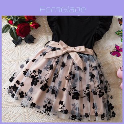 Princess Girl Summer Dress With Flower Pattern And Tulle For Toddler Party Wear