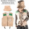 Multicolor Kids Explorer Hat Vest Dress Up Game Cosplay Costumes Kid Outdoor Adventure Kit  Unsex