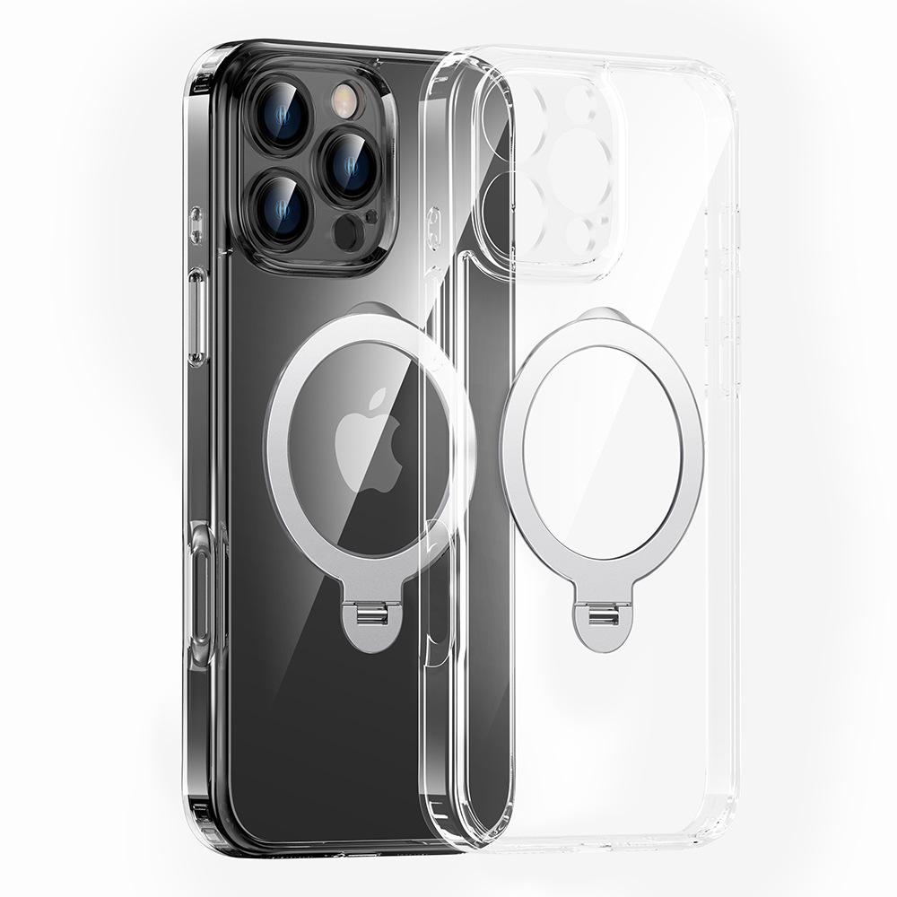 

For Apple 15promax Rotating Magnetic Fulcrum Case 13 Suitable for 14 Simple for Iphone16 Transparent Bracket Mobile Phone Case For iphone16e