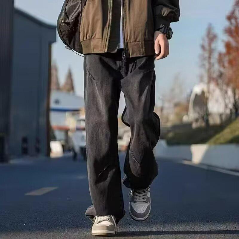 

Джинсы JYL мужские широкие осенняя атмосфера уличный стиль эластичный пояс свободные прямые джинсовые S（26） амарантовый