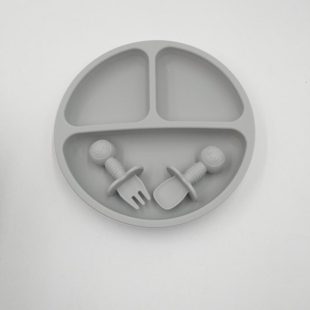 In-Stock Baby Silicone Meal Tray with Suction Cup - Compartmented Tableware