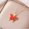 Accessories Fashion Oil Drip Alloy Pendant Personalized Oil Drip Butterfly Necklace Autumn New Items