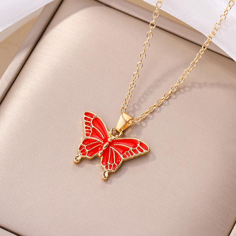 

Accessories Fashion Oil Drip Alloy Pendant Personalized Oil Drip Butterfly Necklace Autumn New Items