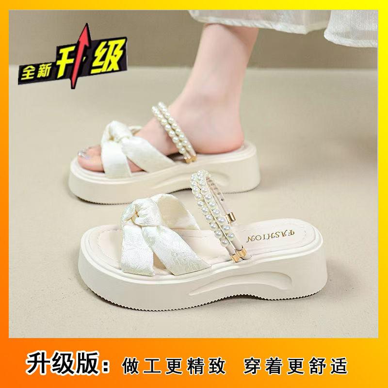 Going out casual soft-soled slippers 2025 summer new Chinese-style beautiful thick-soled heightening cool slippers versatile with skirts
