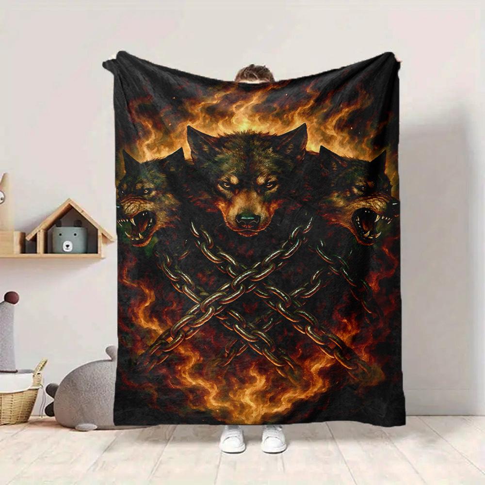1pc Wolf Chains Blanket Lightweight Blanket Throw Blanket For Sofa, Bed, Travel, Camping, Livingroom, Office yy251010063