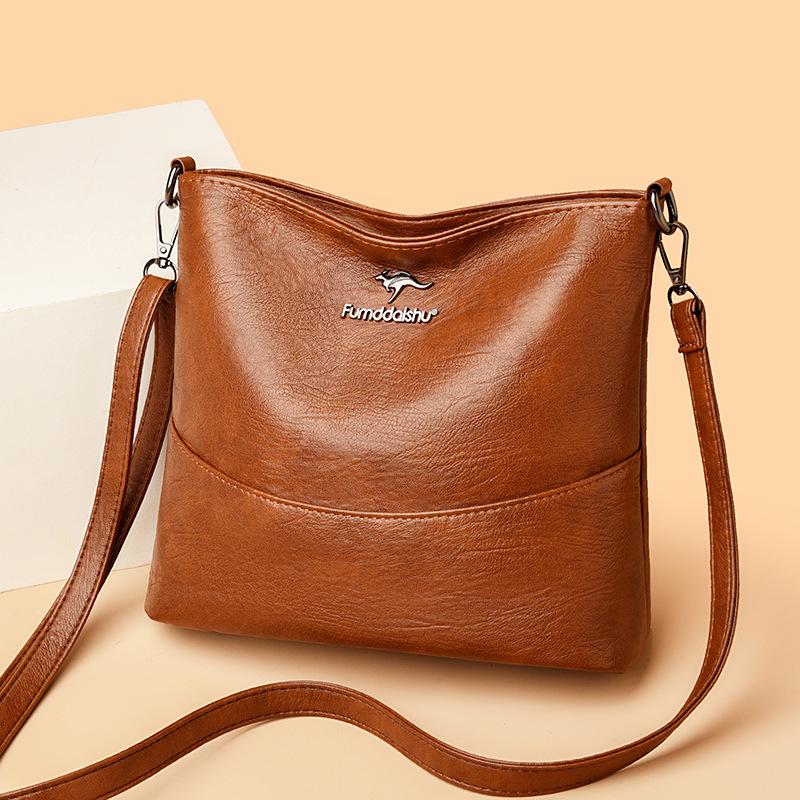 Women's Bag, Simple and Versatile Bucket Bag, Fashionable Retro Texture Shoulder Bag, High-end Messenger Bag, Women's