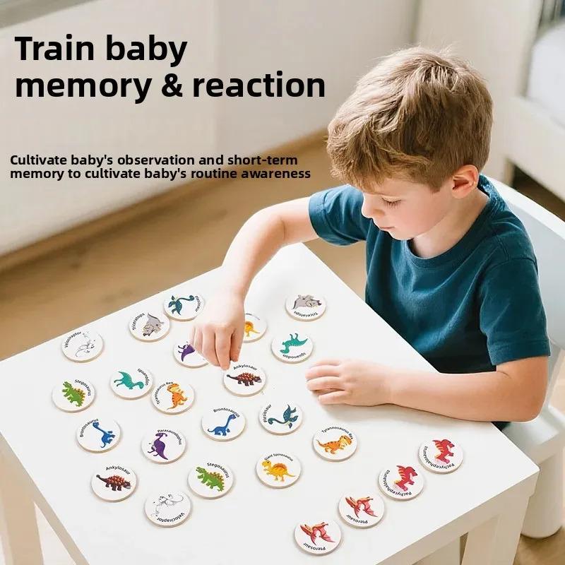 Chess Game Educational Toy Cross Border Wooden Dinosaur Flip Exercises Children Fun Match Cognition Memory Party Games Gift