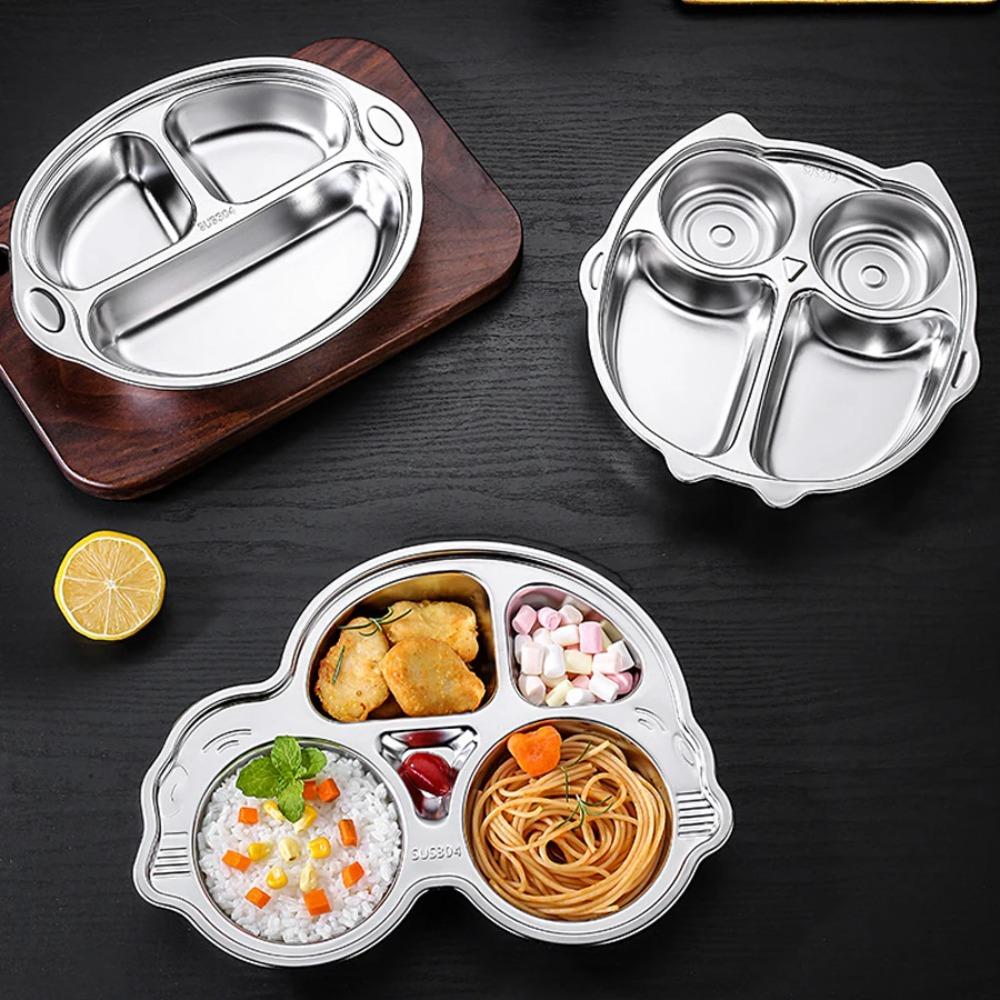 Cartoon Pattern Children's Dinner Plate Divided Snack Tray Tableware Food Feeding Dishes  Gift