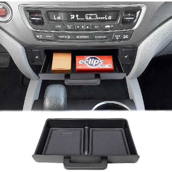 PIMCAR Removable Tray For 2016- Honda Pilot/2017-2026 Honda Ridgeline/-2025 Honda Passport Center Console Organizer Storage Box Interior Accessories