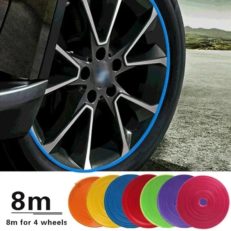 8m Car Wheel Hub Decorative Strips Tire Rim Protection Rings Auto Styling Accessories Vehicle Modification Supplies