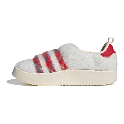 Originals Puffylette Fabric Synthetic Leather Round Toe Slip-On Warm Waterproof Low-Top Casual Shoes Unisex Casual Shoes White Red ID6141