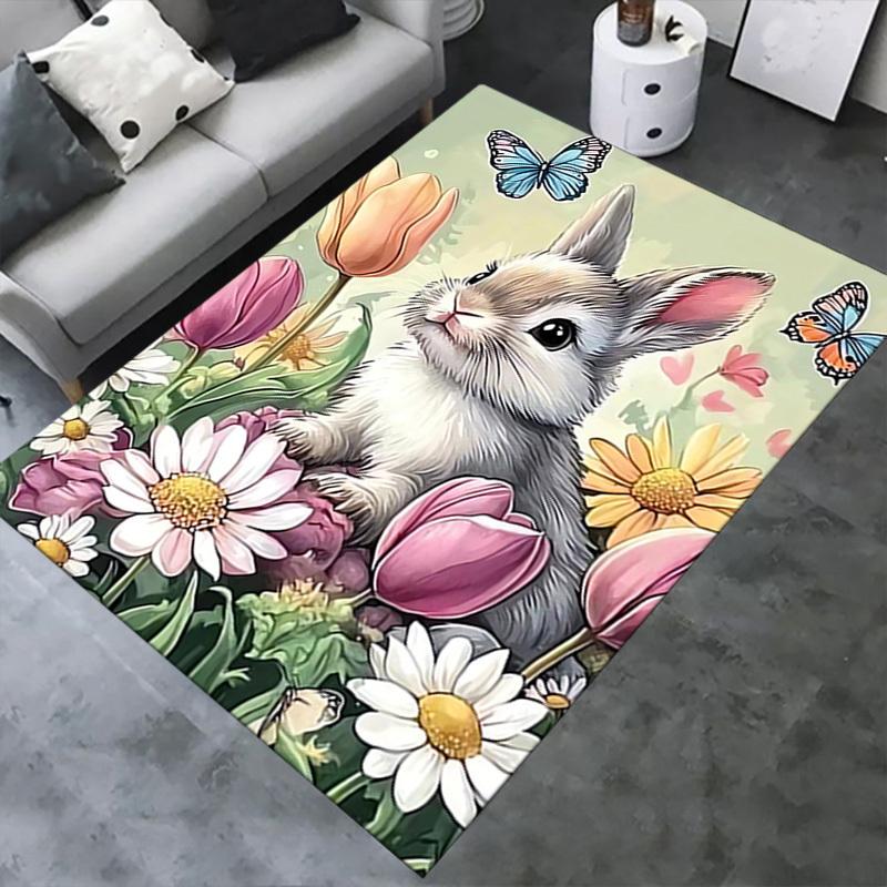Office Carpet-Spring Bunny and Flowers Design for Sofa Protection Under Chairsa310