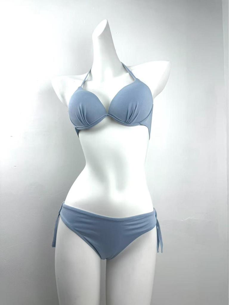 Damen Sexy Einfarbig Zweiteiliger Bikini mit Stahlbügel - Modisch und Süß für den Urlaub