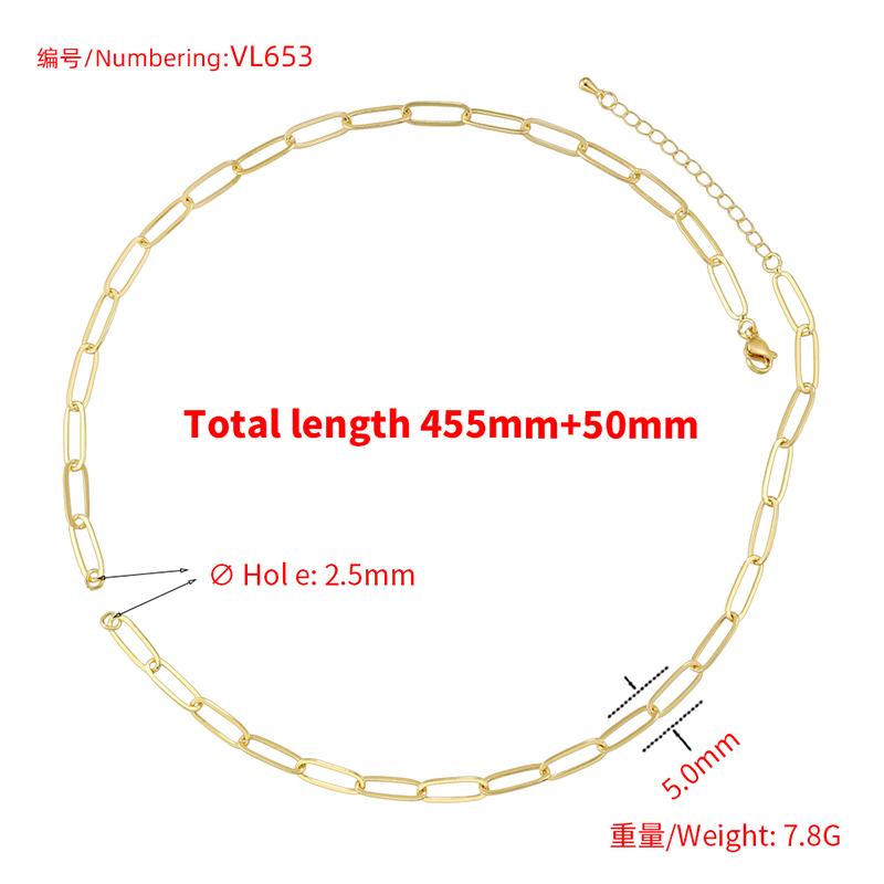 ZHUKOU Golden-Plated Golden/Silvery Jewellery Link Accessory Necklace Handmade Jewellery Connecting Chain 1 Pcs:VL653