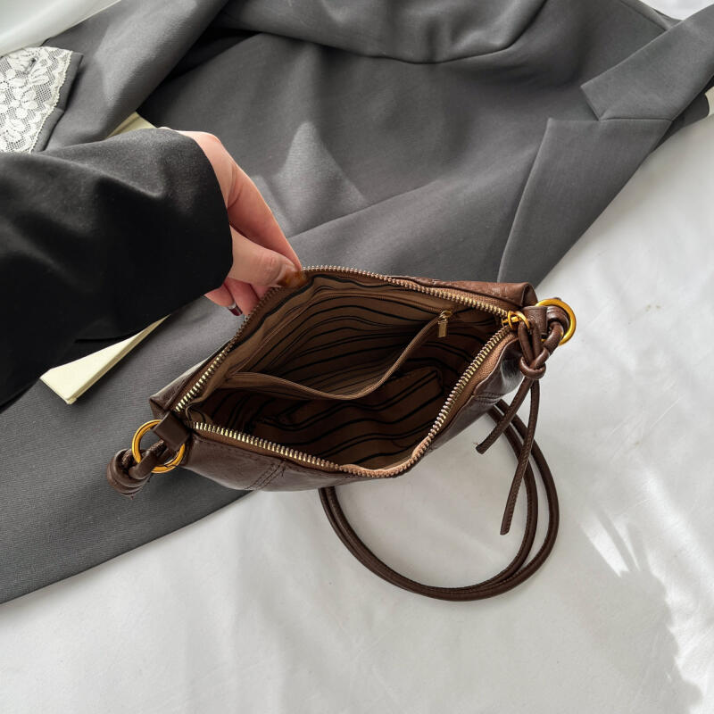 Faux Leather Moon Shape Shoulder Bag for Women Fashionable Crossbody Bag with Knotted Handle Design