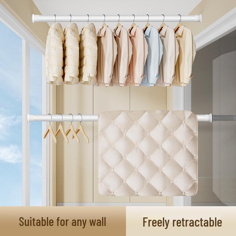 Telescopic Curtain Rod: Punch-Free, Multipurpose for Bedroom, Wardrobe, Living Room, Shower, or Clothes Drying.